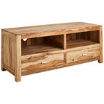 LOWBOARD Sheesham massiv Naturfarben  - Messingfarben/Naturfarben, LIFESTYLE, Holz/Metall (150/60/55cm) - Landscape
