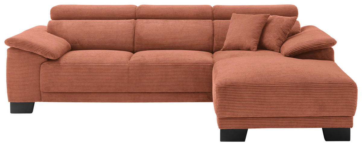 ECKSOFA in Cord Rostfarben  - Rostfarben/Schwarz, Design, Holz/Textil (270/174cm) - Pure Home Lifestyle