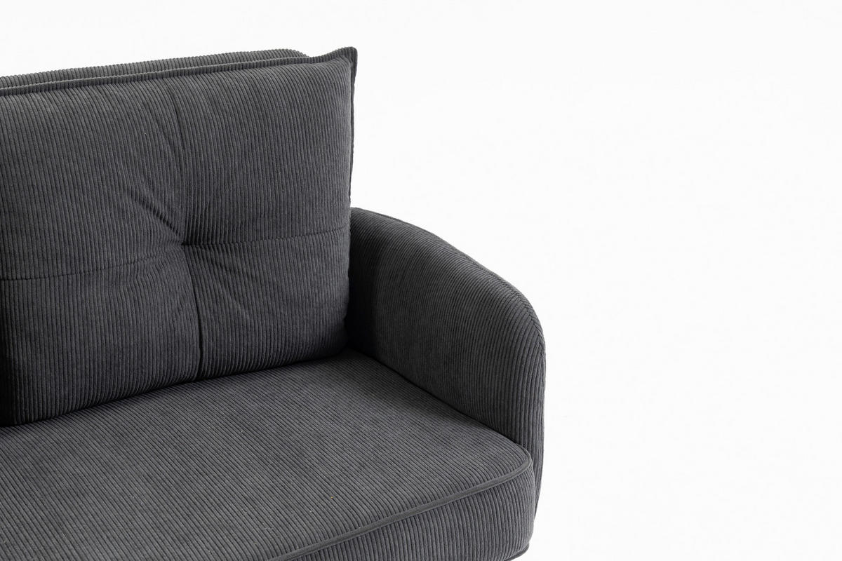 SITZBANK 180/93/67 cm Cord Anthrazit Metall  - Anthrazit/Schwarz, Design, Textil/Metall (180/93/67cm) - Novel