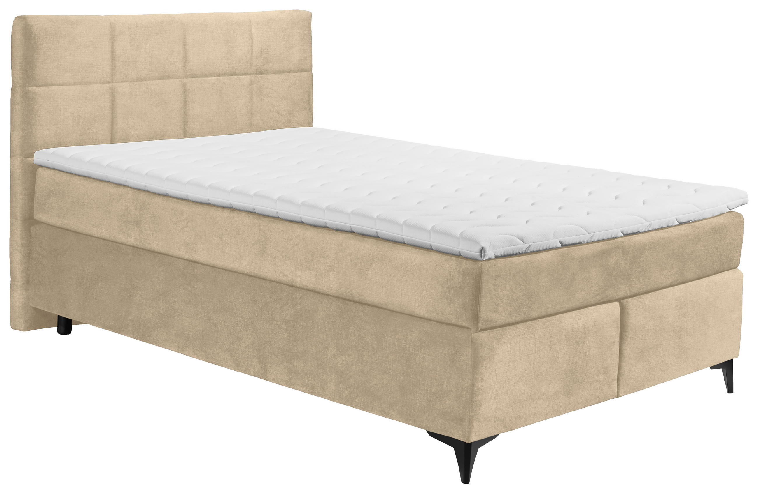 BOXSPRINGBETT 140/200 cm  in Creme  - Creme/Schwarz, Design, Holzwerkstoff/Kunststoff (140/200cm) - Xora