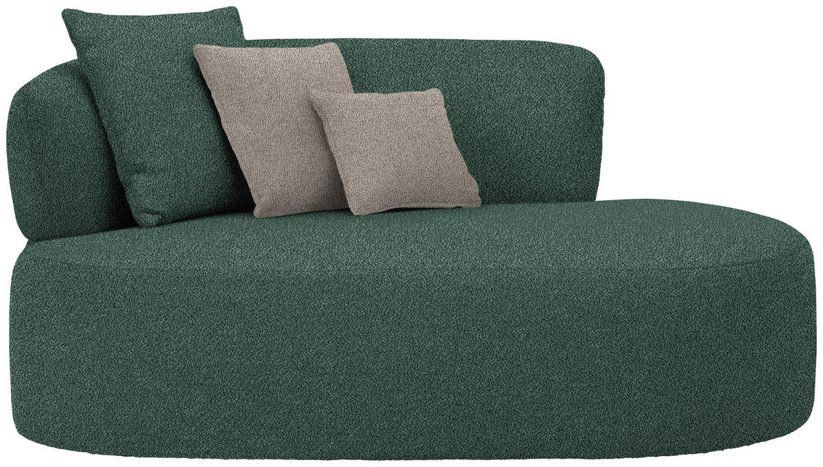 RÉCAMIERE in Plüsch Dunkelgrün, Graubraun  - Dunkelgrün/Graubraun, MODERN, Kunststoff/Textil (166/86/105cm) - Hom`in