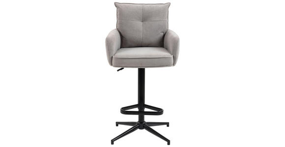 BARHOCKER Cord Taupe Eisen Sitzfläche 360° drehbar, Stoffauswahl, inklusive Armlehnen  - Taupe/Schwarz, Design, Textil/Metall (54/98-120/58cm) - Novel