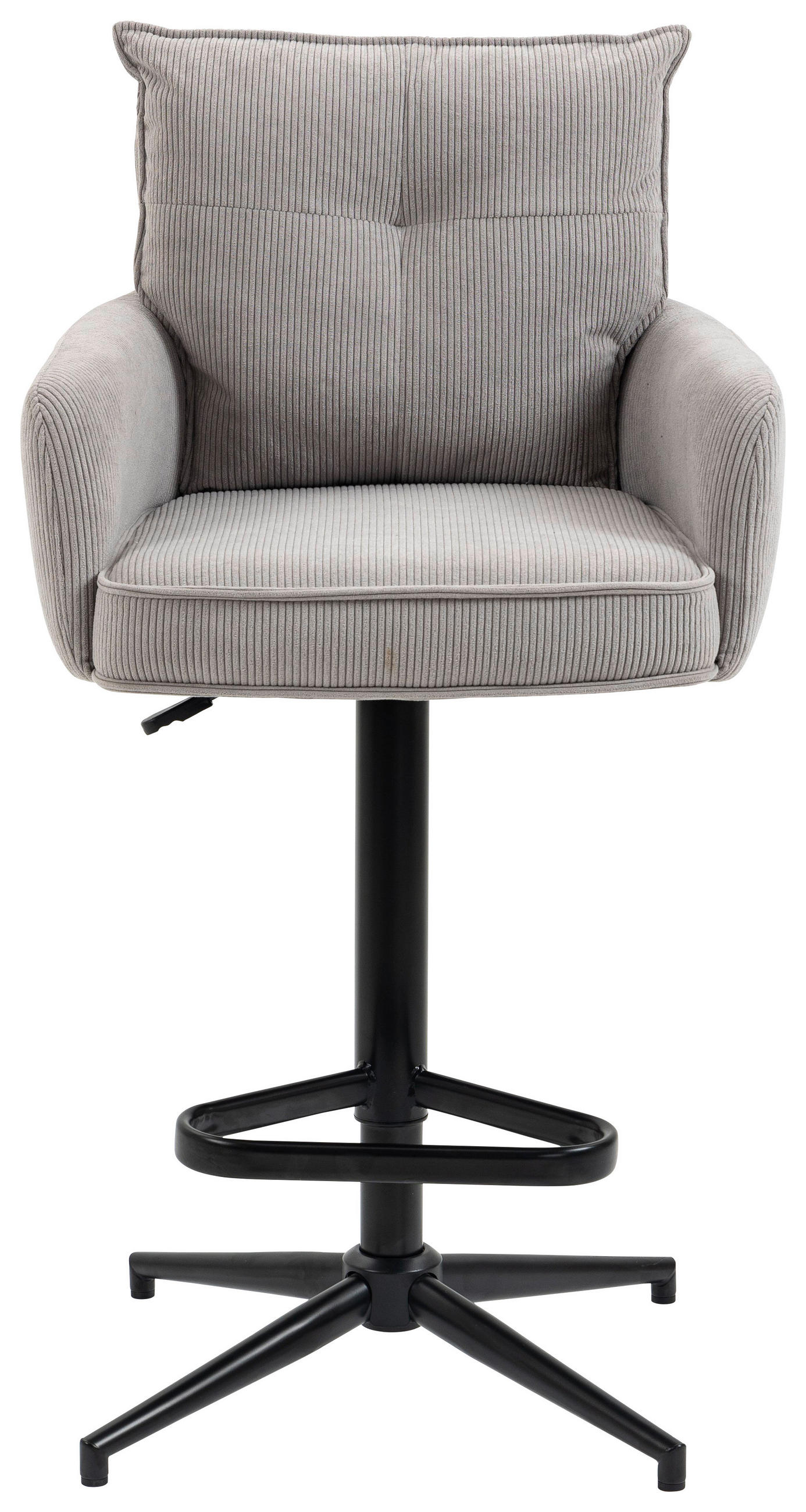 BARHOCKER Cord Taupe Eisen Stoffauswahl, Sitzfläche 360° drehbar, inklusive Armlehnen  - Taupe/Schwarz, Design, Textil/Metall (54/98-120/58cm) - Novel