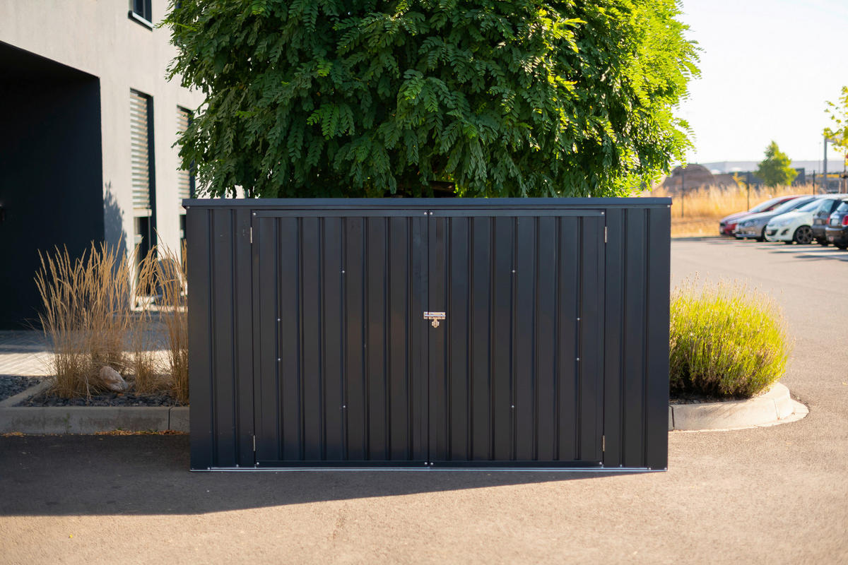 MÜLLTONNENBOX - Dunkelgrau, Basics, Metall (235/131/100cm) - Ambia Garden