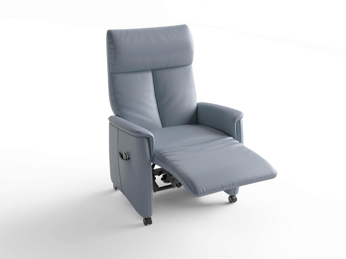 RELAXAČNÉ KRESLO, koža, sivomodrá - čierna/sivomodrá, Basics, koža/plast (76/114/84cm) - Sit & More