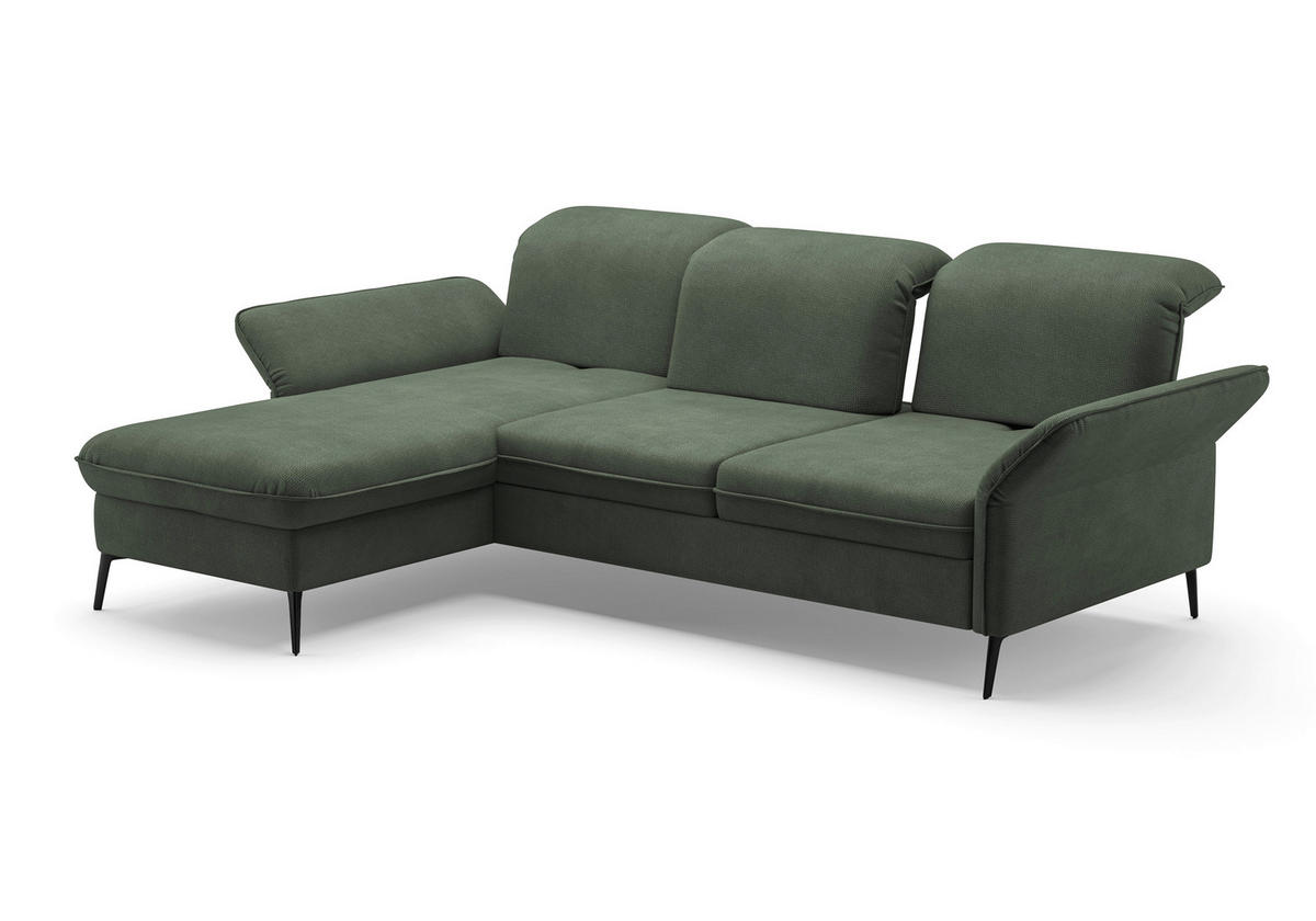 ECKSOFA in Flachgewebe Grün  - Schwarz/Grün, Konventionell, Textil/Metall (198/264cm) - Sit & More