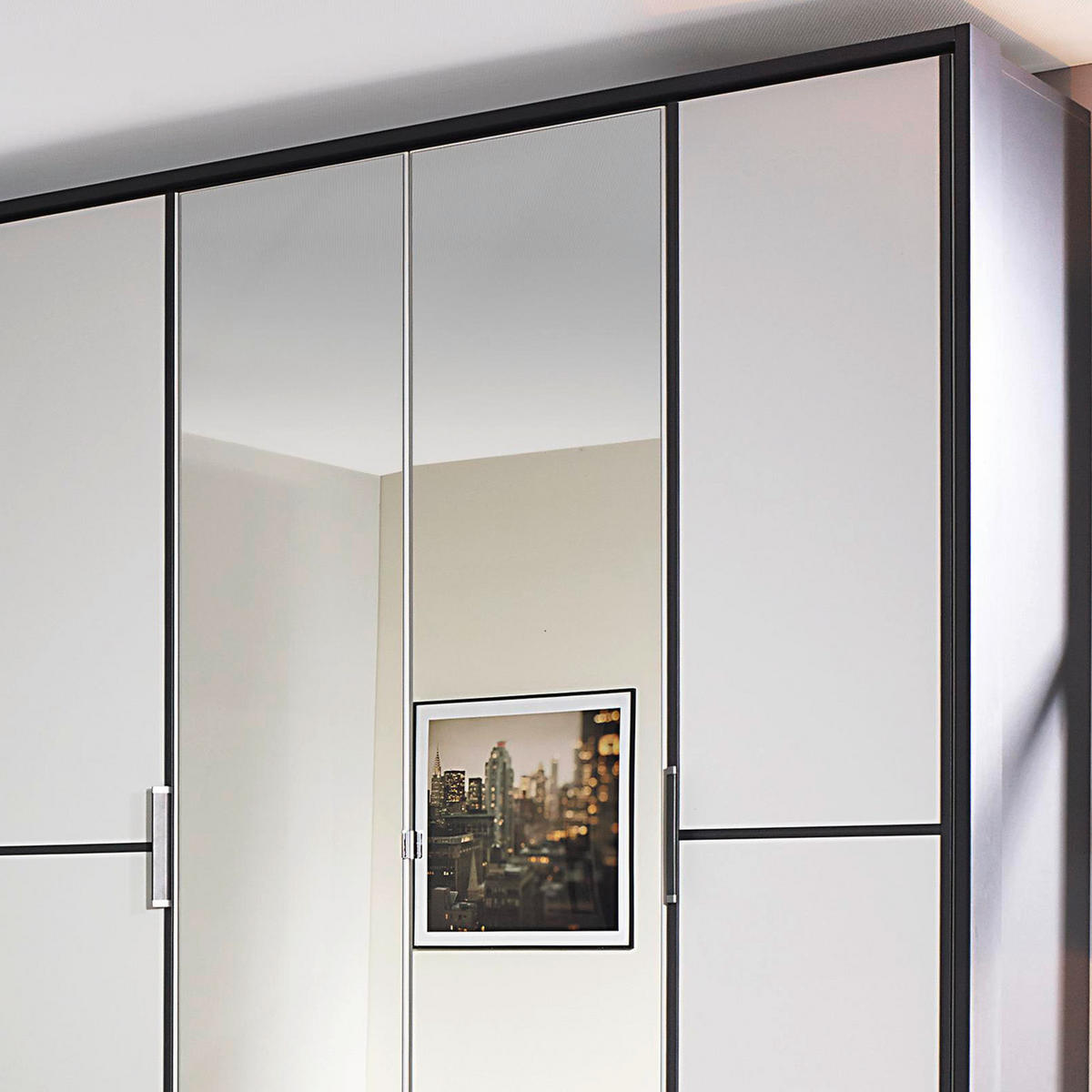 ROHOVÁ ŠATNÍKOVÁ SKRIŇA, sivá, biela,  - sivá/biela, Design, kompozitné drevo (224/314cm) - MID.YOU