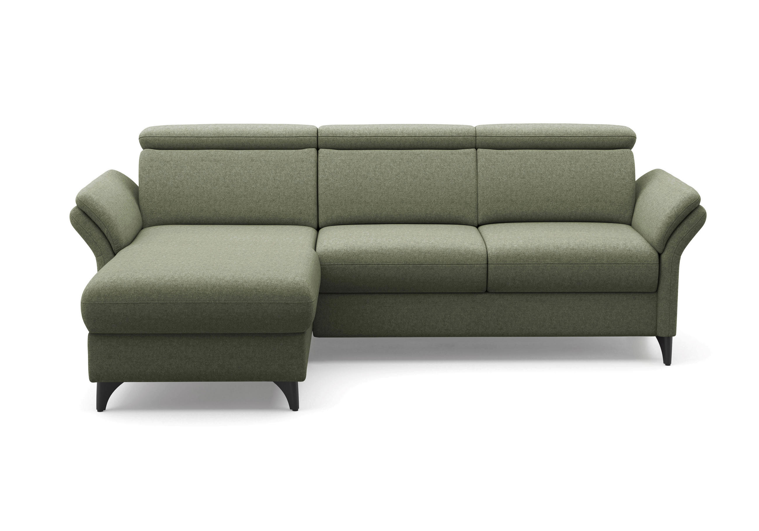 ECKSOFA GLENDALE E Olivgrün Flachgewebe  - Schwarz/Olivgrün, KONVENTIONELL, Textil/Metall (166/253cm) - Sit & More