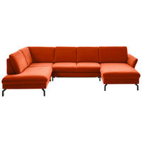 WOHNLANDSCHAFT in Velours Orange  - Schwarz/Orange, Design, Textil/Metall (220/335/179cm) - Beldomo System