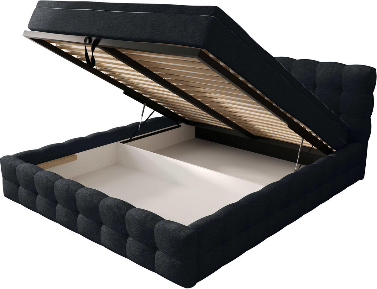 POLSTERBETT 200/200 cm,  in Anthrazit, Matratze, gepolstertes Kopfteil, Lattenrost, Bettkasten, Topper, H3 + H3 = fest  - Anthrazit/Schwarz, MODERN, Holz/Kunststoff (200/200cm) - Chameo