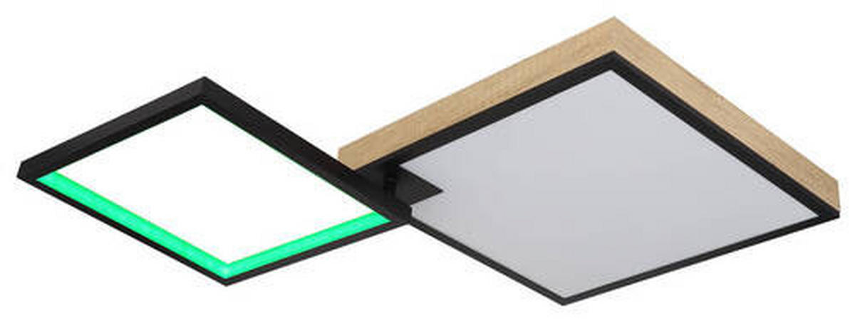 LED-TAKLAMPA 40 W 85,5/55/10 cm  - opal/svart, Design, metall/trämaterial (85,5/55/10cm) - Globo