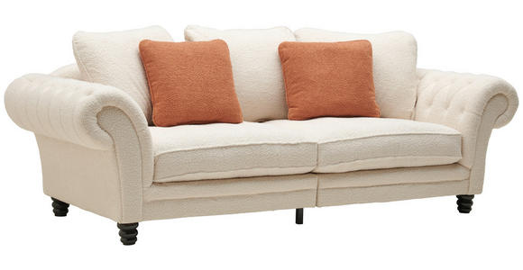 MEGASOFA in Flachgewebe Weiß - Schwarz/Weiß, Design, Holz/Textil (273/85/110cm) - Ambia Home