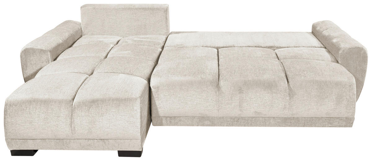 HÖRNBÄDDSOFFA 3-sits i chenille elfenbensfärgad  - svart/elfenbensfärgad, Basics, textil/plast (294/183cm) - Livetastic