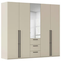 DREHTÜRENSCHRANK 251/235/61 cm,  in Champagner, 5-türig  - Chromfarben/Champagner, Basics, Glas/Holzwerkstoff (251/235/61cm) - Novel