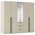 DREHTÜRENSCHRANK 251/223/61 cm,  in Champagner, 5-türig  - Chromfarben/Champagner, Basics, Glas/Holzwerkstoff (251/223/61cm) - Novel