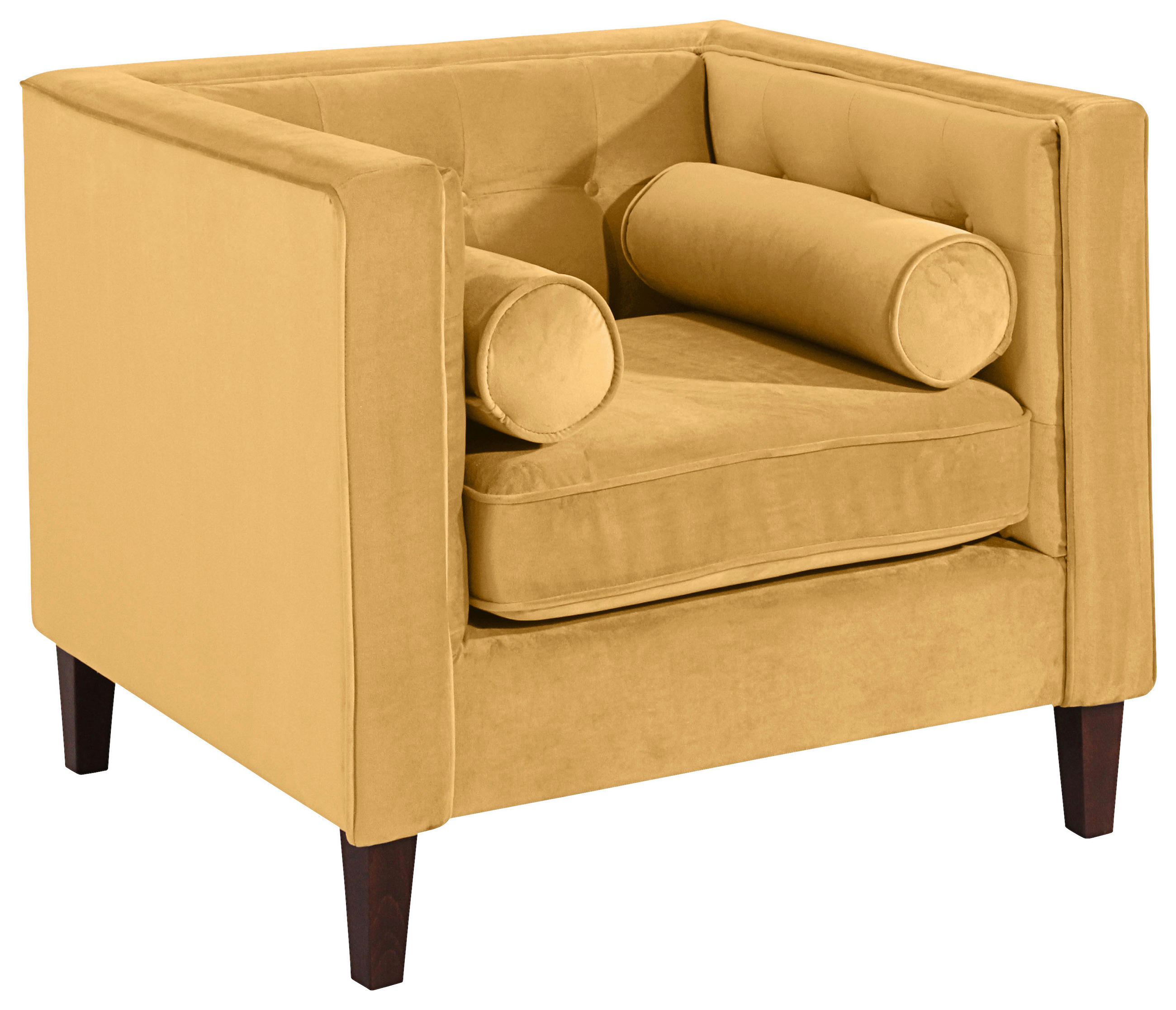 COCKTAILSESSEL Velours Gelb    - Gelb/Nussbaumfarben, Design, Holz/Textil (99/80/85cm) - Max Winzer