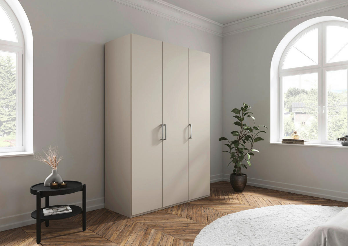 DREHTÜRENSCHRANK 151/235/61 cm,  in Champagner, 3-türig  - Edelstahlfarben/Champagner, Basics, Holzwerkstoff/Metall (151/235/61cm) - Novel