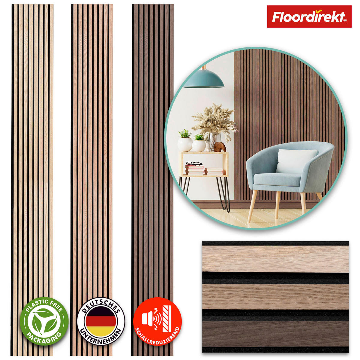 AKUSTIKPANEEL 27/275/2,1 cm  - Walnussfarben, Basics, Holzwerkstoff (27/275/2,1cm) - Floordirekt