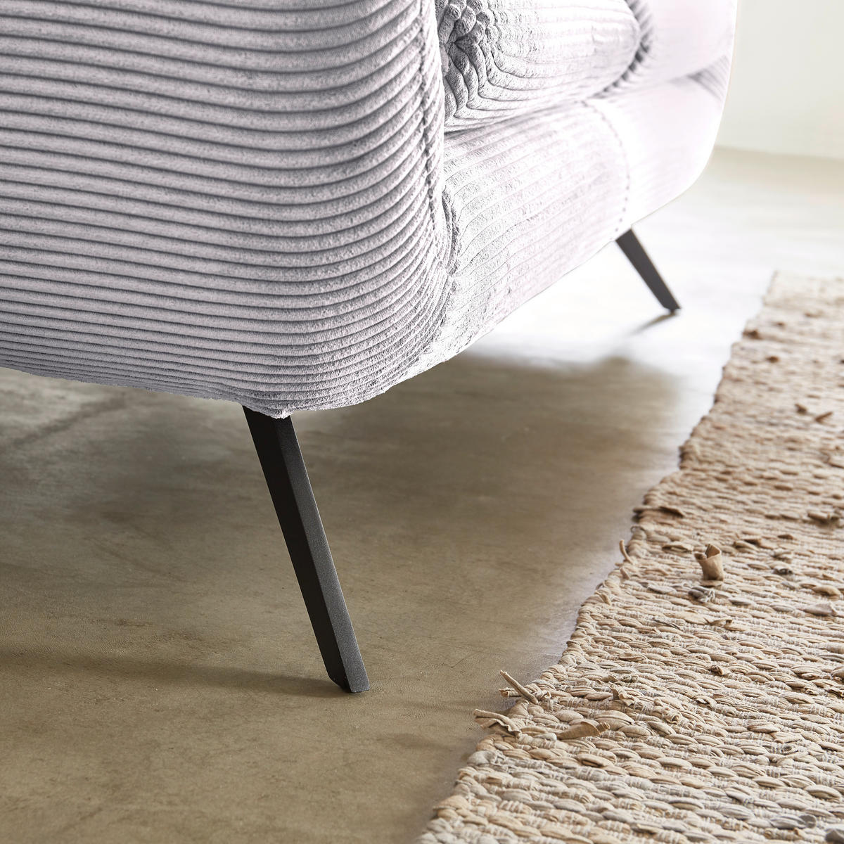 CHESTERFIELD-SOFA Cord Grau  - Schwarz/Grau, MODERN, Textil/Metall (160/94/95cm) - Pure Home Lifestyle