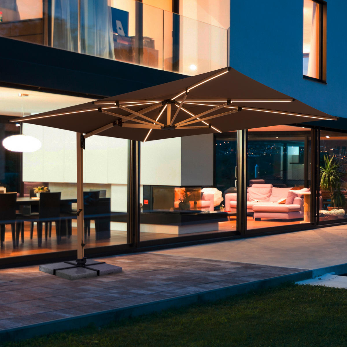 AMPELSCHIRM 400x300 cm Greige  - Greige/Eichefarben, Basics, Textil/Metall (400/300cm) - Doppler