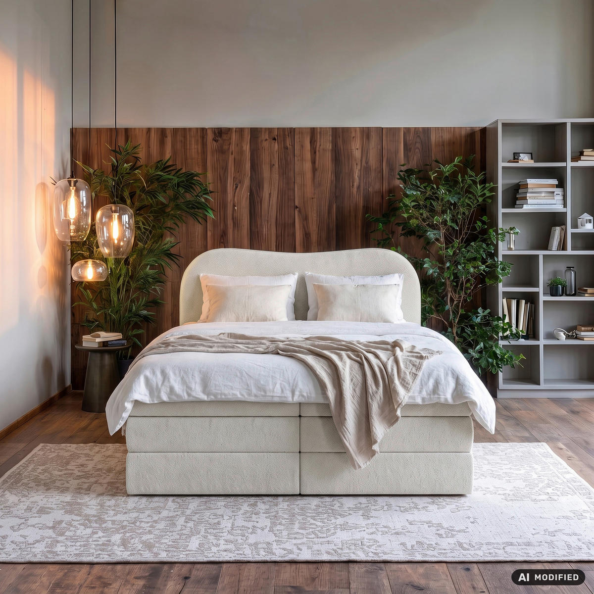 BOXSPRINGBETT 140/200 cm,  in Beige, gepolstertes Kopfteil, Bettkasten, Topper, Matratzen, H3 + H3 = fest  - Beige/Schwarz, Design, Holz/Holzwerkstoff (140/200cm) - Chameo