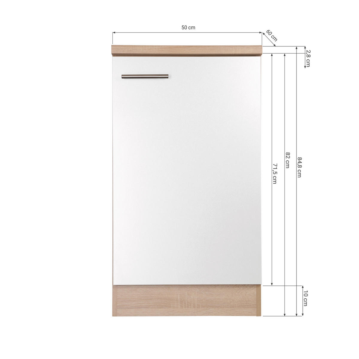 SPÜLENUNTERSCHRANK 50/84,8/60 cm  in Grau, Eichefarben  - Eichefarben/Silberfarben, Basics, Holzwerkstoff/Metall (50/84,8/60cm) - Respekta