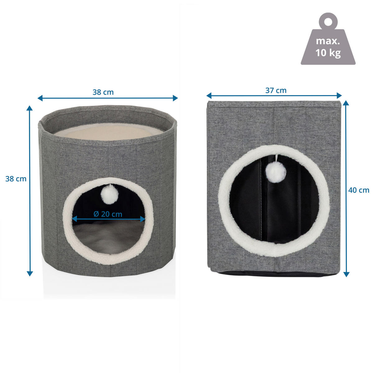 TIERHAUS - Grau, MODERN, Textil (38/38/38cm) - MID.YOU