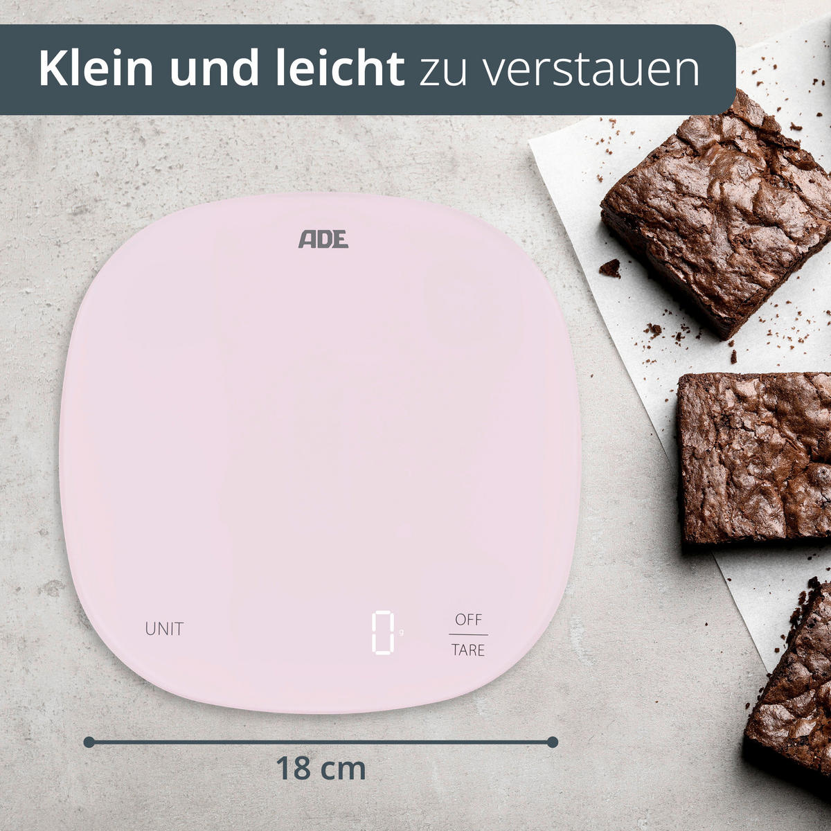 ELEKTRISCHE KÜCHENWAAGE - Hellrosa, Basics, Kunststoff (18/18/1,9cm) - ADE