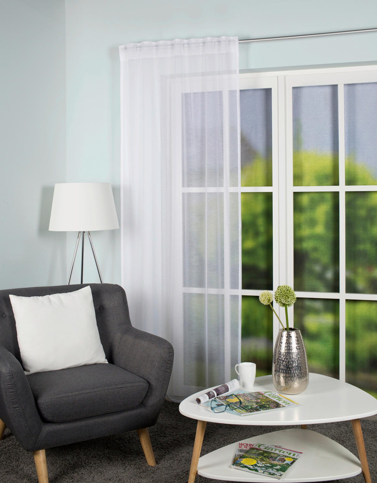 FERTIGVORHANG halbtransparent  - Weiß, Basics, Textil (140/245cm)