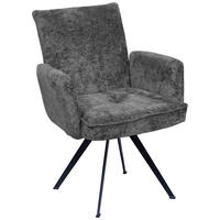ARMLEHNSTUHL  in Eisen Teddystoff  - Dunkelgrau/Schwarz, Design, Textil/Metall (64/65/71cm) - Welnova