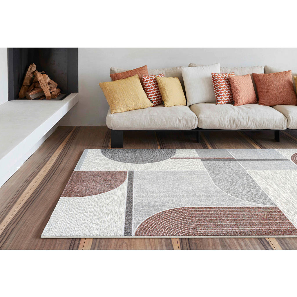 Thumbnail - Novel Webteppich Valencia, Grau, Weiß, Bordeaux, Textil, Abstraktes, rechteckig, 160x230 cm, Oeko-Tex® Standard 100, für...