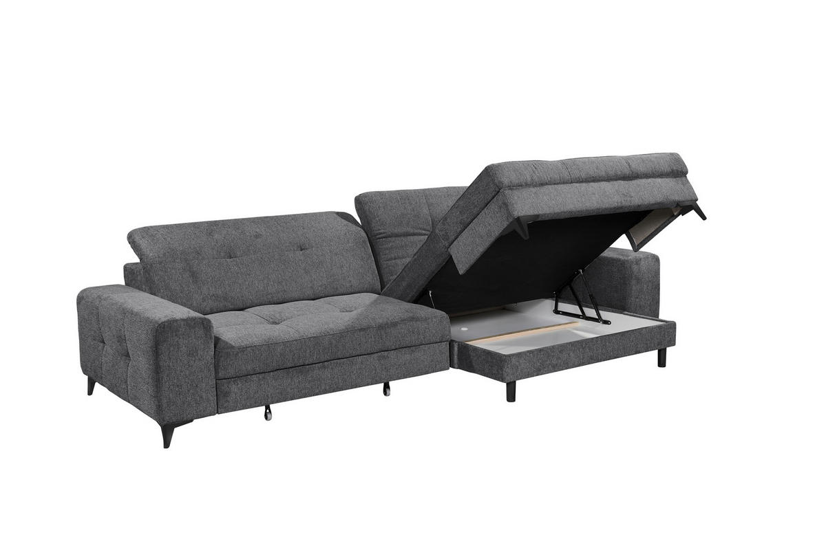ECKSOFA Mikrovelours Anthrazit  - Anthrazit/Schwarz, Design, Kunststoff/Textil (328/182cm) - MID.YOU