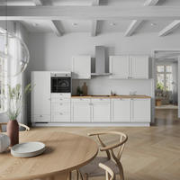 KÜCHENBLOCK Frame 360 cm  in Weiß, Eichefarben  - Edelstahlfarben/Eichefarben, MODERN, Holzwerkstoff/Metall (360cm) - Nobilia