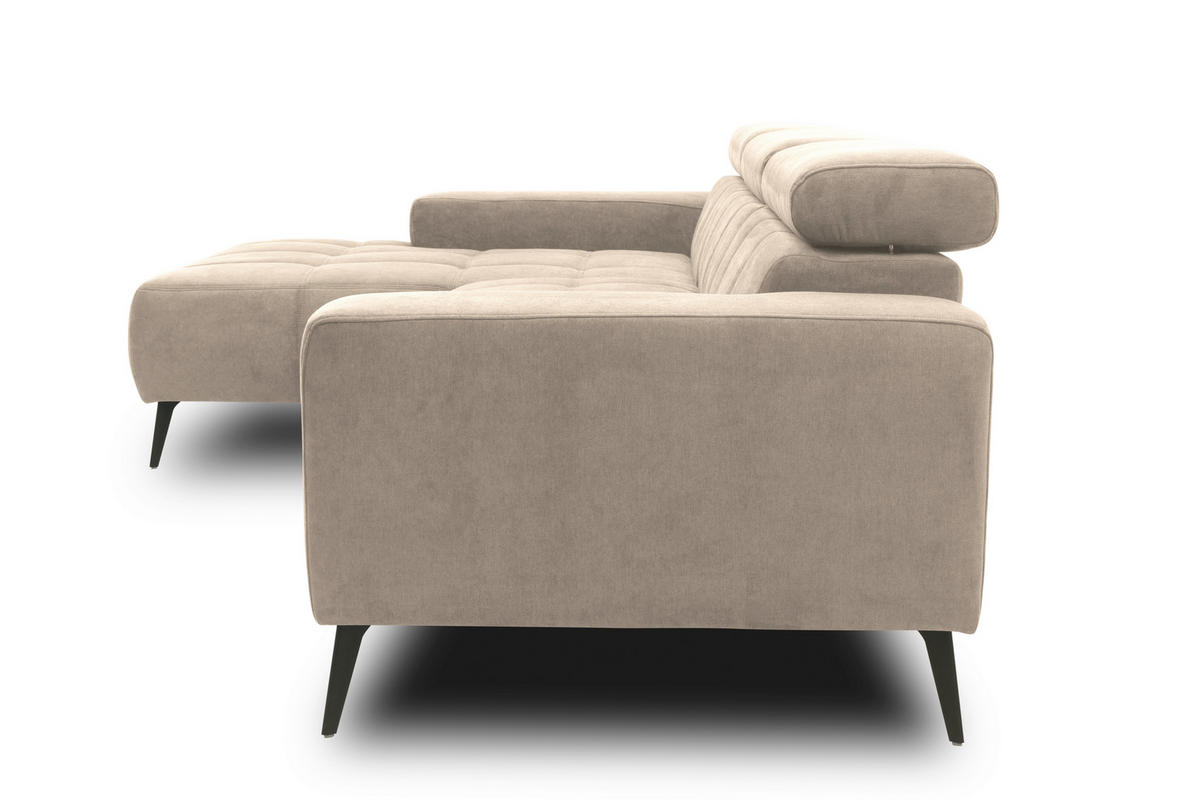 ECKSOFA TRENTO Taupe Mikrofaser  - Taupe/Dunkelgrau, MODERN, Textil/Metall (287/175cm) - MID.YOU