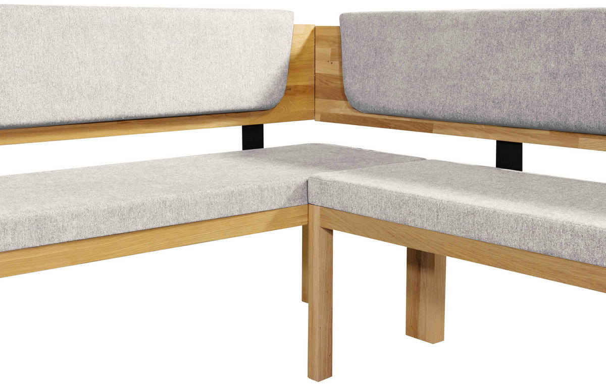 ECKBANK 171/208 cm Webstoff Eichefarben, Hellgrau Eiche vollmassiv   - Eichefarben/Hellgrau, KONVENTIONELL, Holz/Textil (171/208cm) - Linea Natura