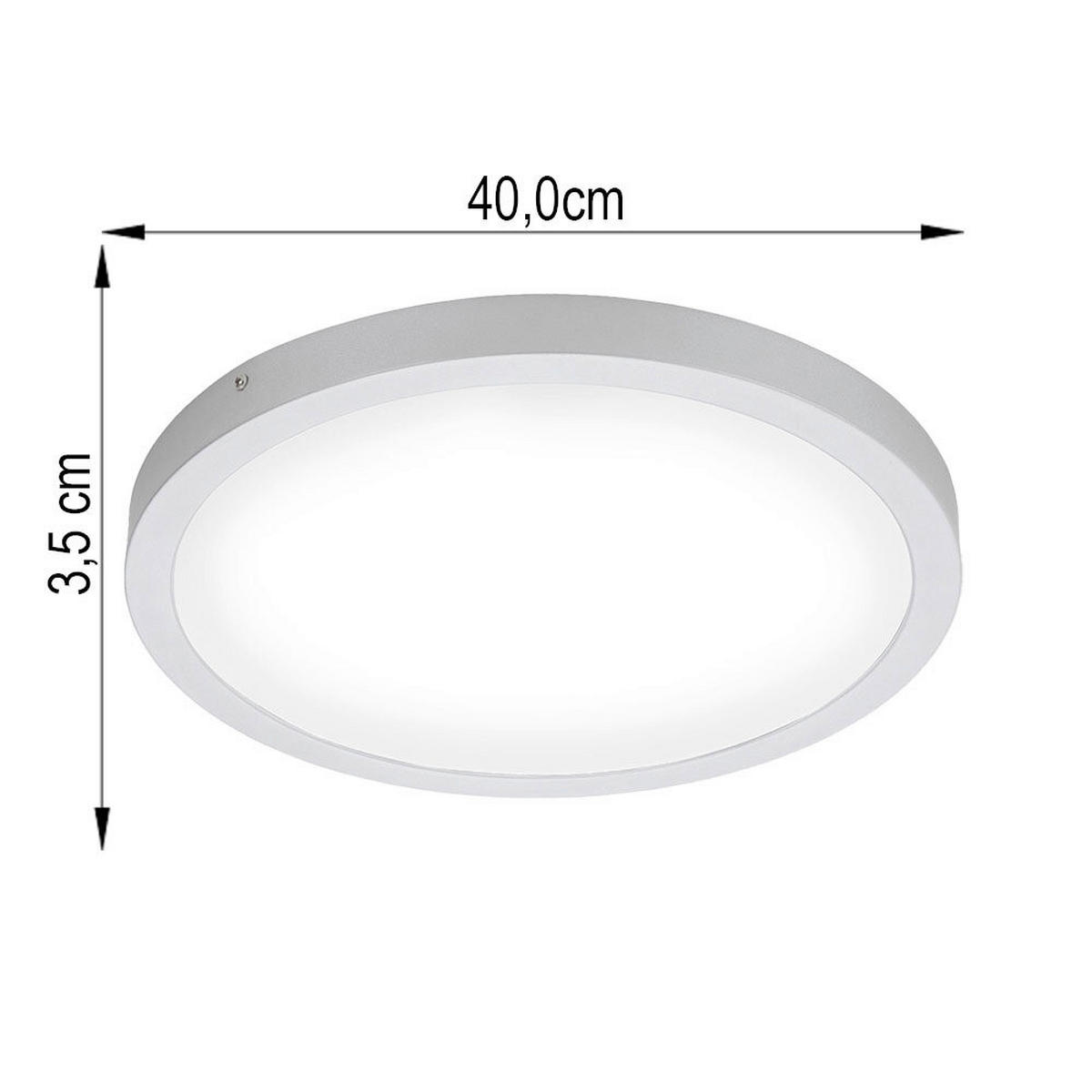 AUFBAULEUCHTE 40/3,5 cm   - Chromfarben/Weiß, Design, Kunststoff/Metall (40/3,5cm) - Globo