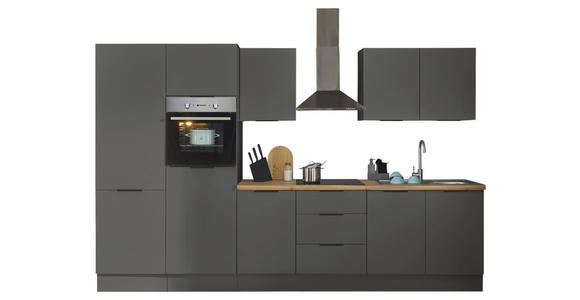 KÜCHENBLOCK in Graphitfarben - Schwarz/Graphitfarben, Basics, Holzwerkstoff/Metall (330/211/60cm) - Xora