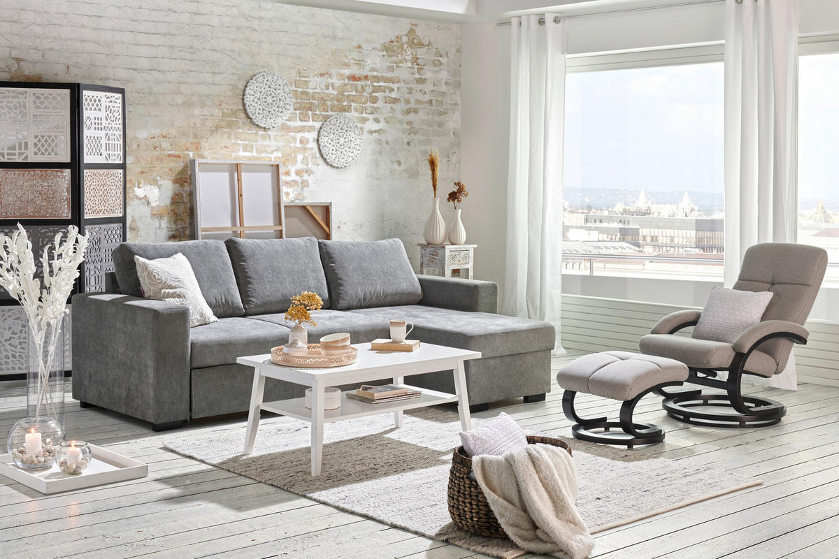 ECKSOFA Anthrazit Velours  - Anthrazit/Schwarz, Design, Kunststoff/Textil (244/157cm) - Carryhome