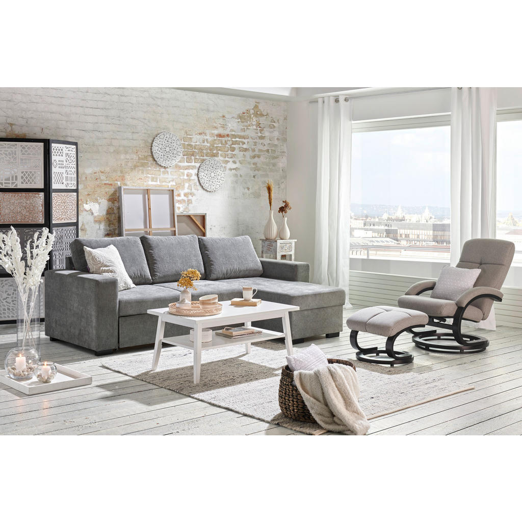 Thumbnail - Carryhome Ecksofa, Braun, Textil, Uni, 3-Sitzer, L-Form, seitenverkehrt montierbar, Ottomane rechts, 244x157 cm, Schlafe...