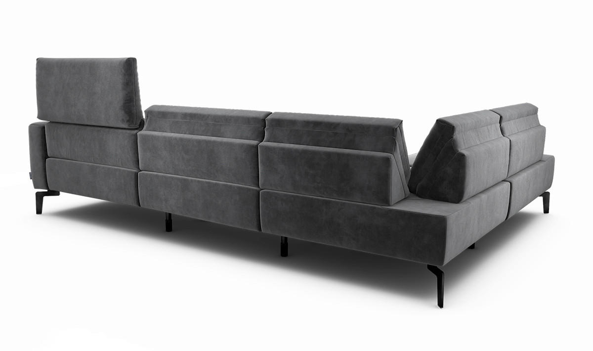 ECKSOFA Cosy Anthrazit Samt  - Anthrazit/Schwarz, Design, Textil/Metall (213/296cm) - SENSOO