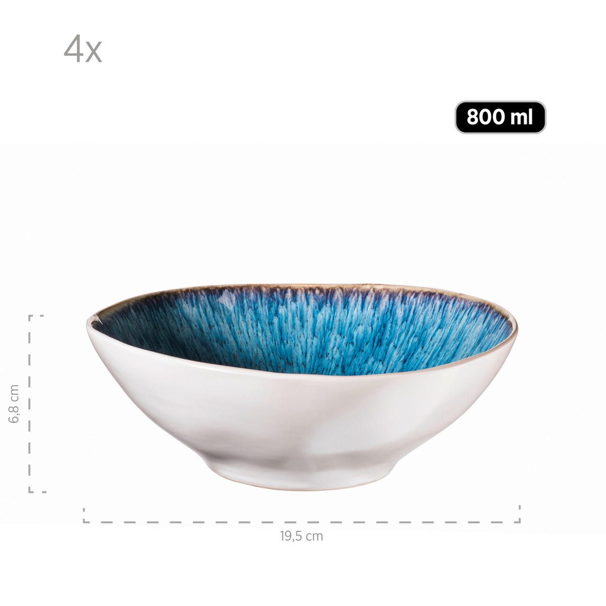 SCHÜSSELSET Frozen 9-teilig  - Blau, Basics, Keramik (26/7,5/26cm) - Mäser