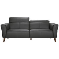 3-SITZER-SOFA Echtleder Grau  - Grau, KONVENTIONELL, Leder/Holz (212/92,5/96,5cm) - MID.YOU