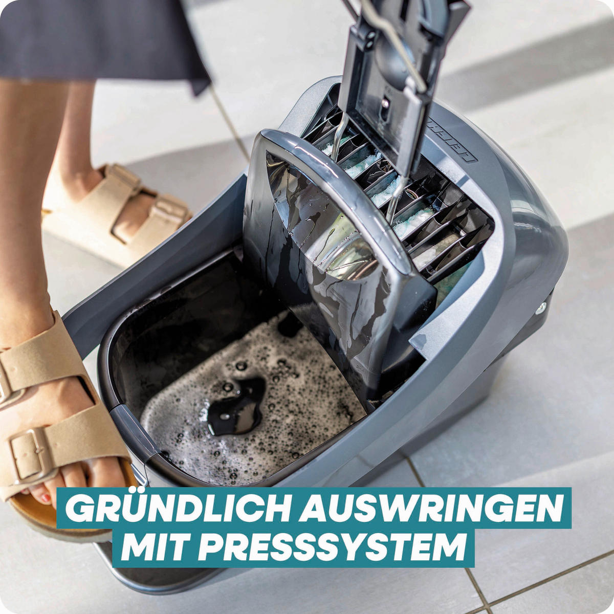 BODENREINIGUNGSSET - Schwarz/Grau, Design (31cm) - Leifheit
