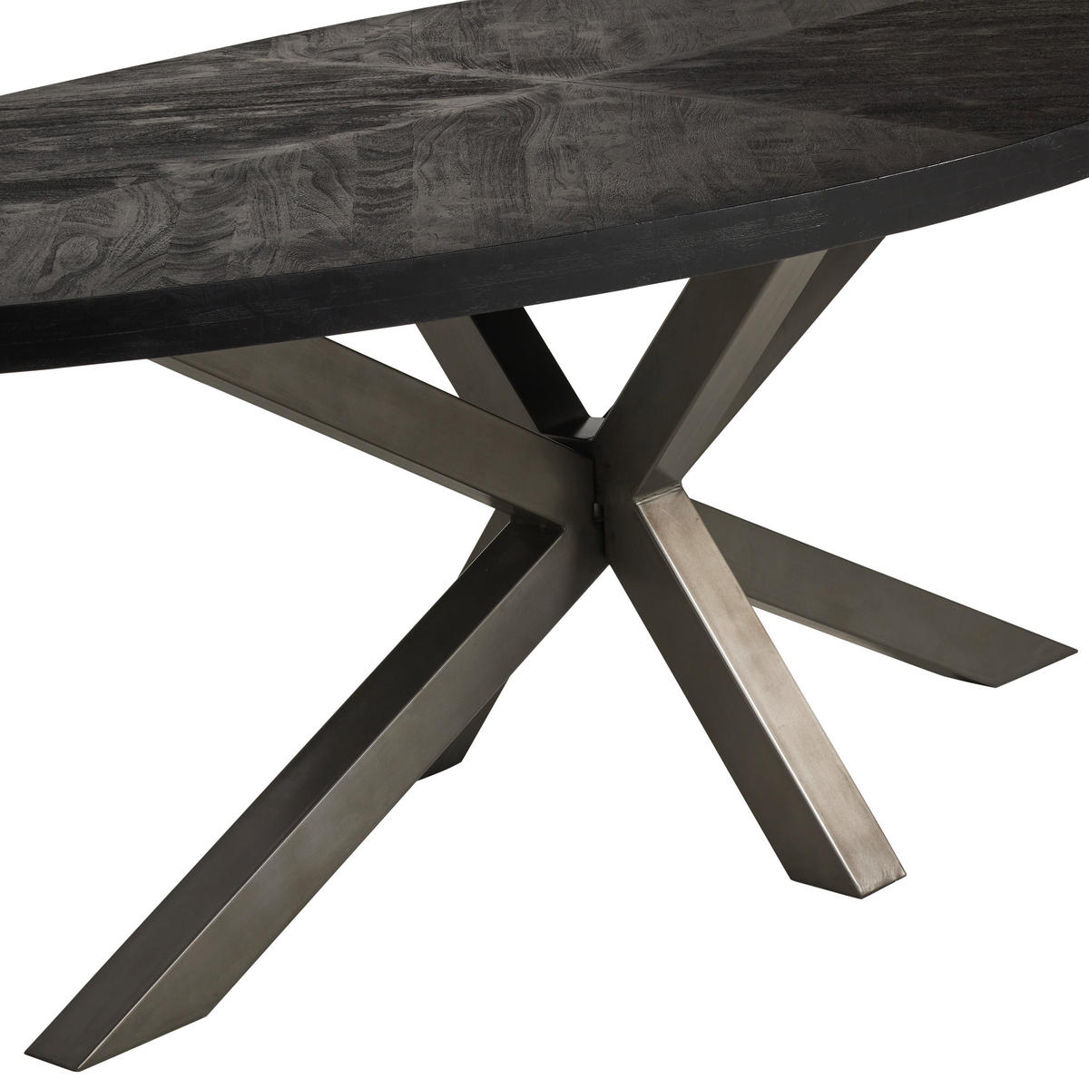 ESSTISCH in Holz, Metall 220/110/76 cm  - Schwarz/Alufarben, Trend, Holz/Metall (220/110/76cm) - Ambia Home