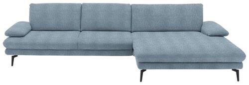 ECKSOFA in Chenille Blau  - Blau/Schwarz, Design, Textil/Metall (310/180cm) - Dieter Knoll