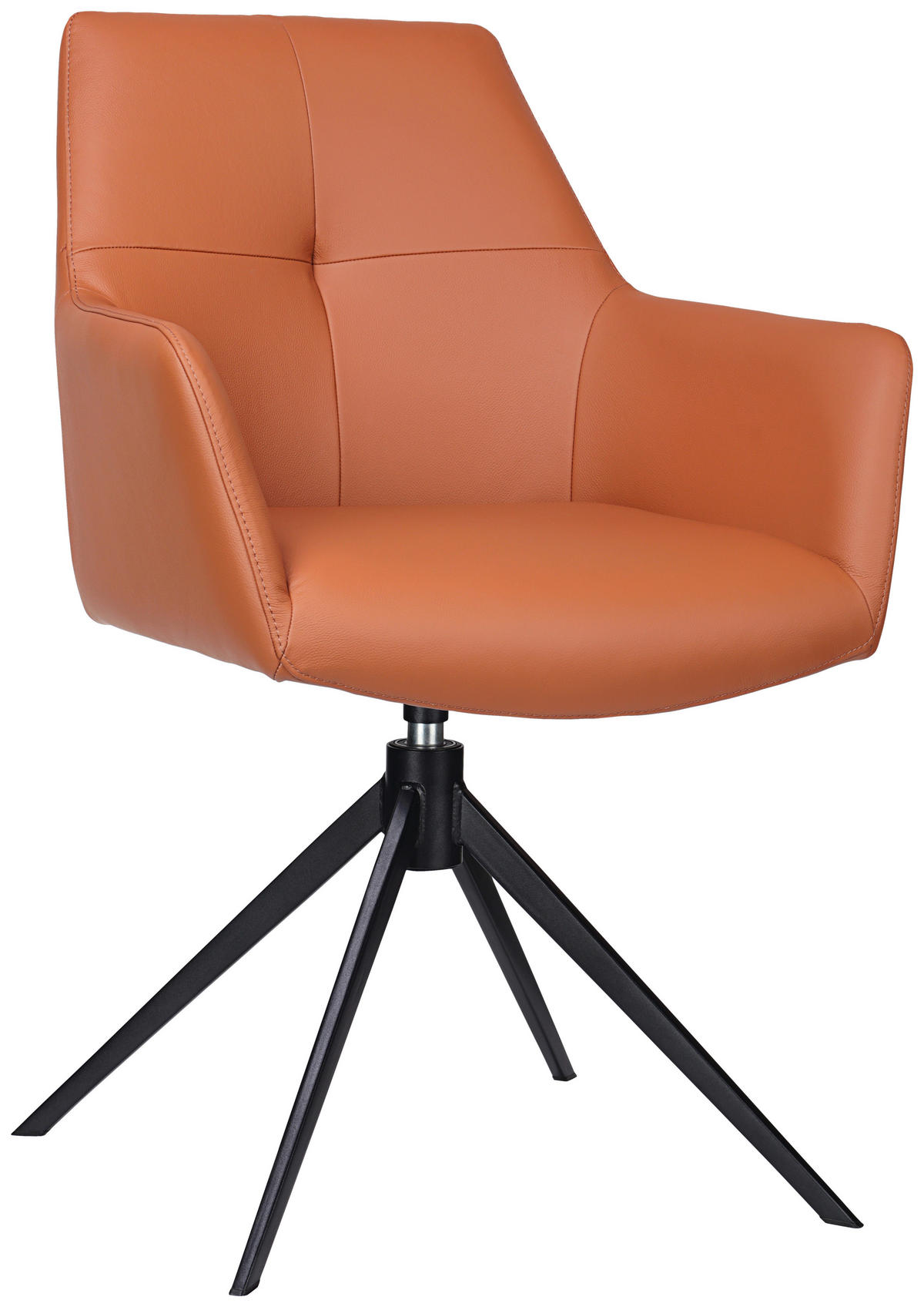 ARMLEHNSTUHL  in Eisen Echtleder pigmentiert  - Cognac/Schwarz, KONVENTIONELL, Leder/Metall (59,5/87,5/63cm) - Novel