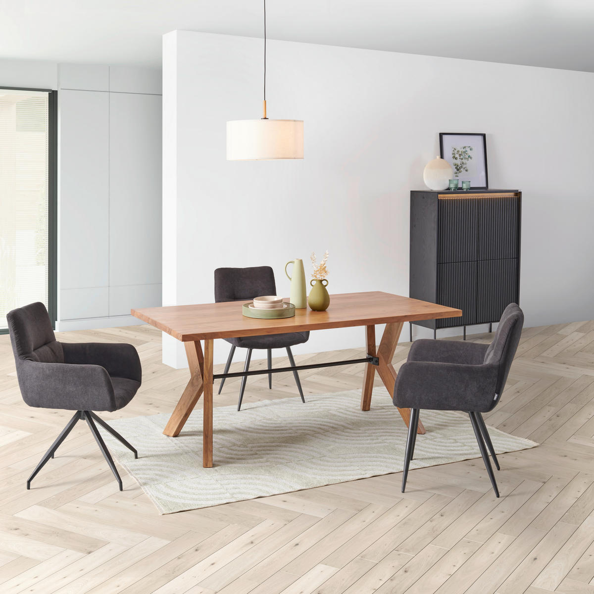 JEDÁLENSKÝ STÔL, akácia, farba akácie, 175/76/90 cm - farba akácie, Modern, kov/drevo (175/76/90cm) - Livetastic