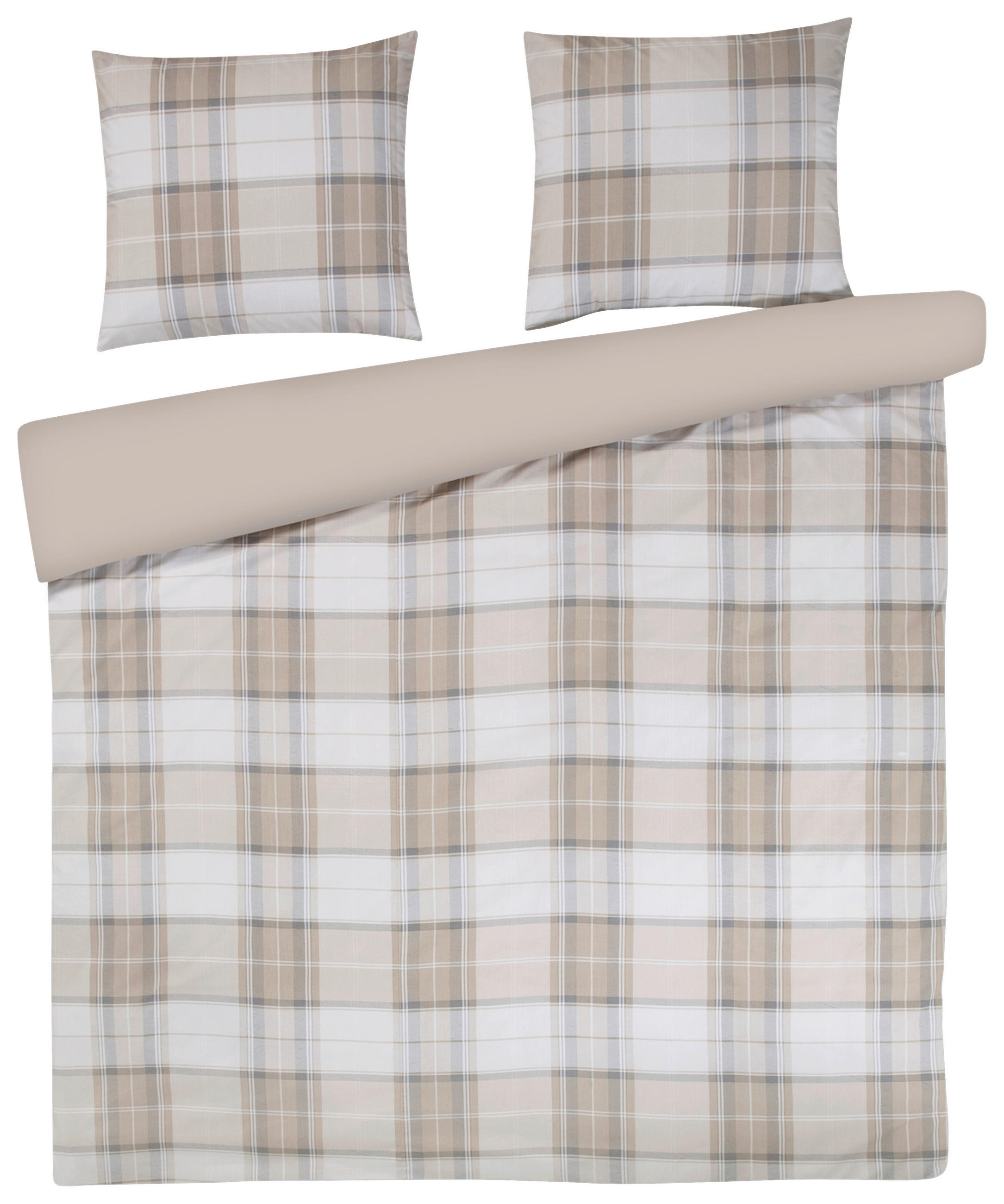 BETTWÄSCHESET 2-teilig Portland Satin 160/210 cm  - Weiss/Beige, Basics, Textil (160/210cm) - Novel