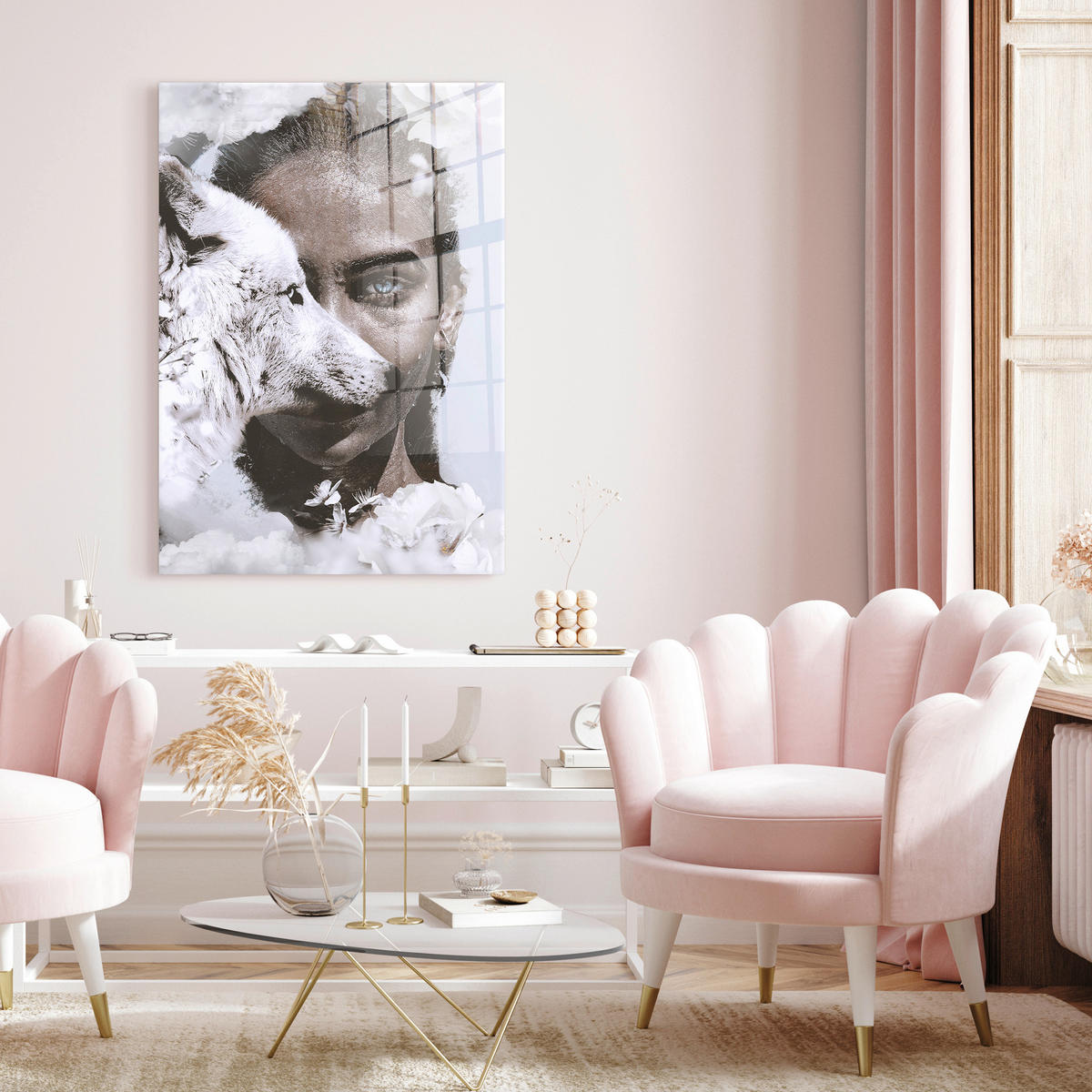 GLASBILD Tiere, Frauen 120/80 cm  - Multicolor, Basics, Glas/Papier (120/80cm)