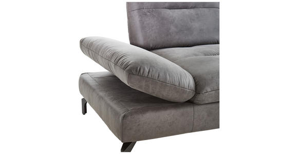 ECKSOFA Dunkelgrau Mikrofaser - Dunkelgrau/Schwarz, KONVENTIONELL, Textil/Metall (284/176cm) - Carryhome